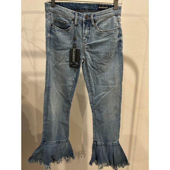 Blank NYC x Revolve Ruffle Crop Jeans Fancy That Wash Aize 26 New - Picture 2 of 7